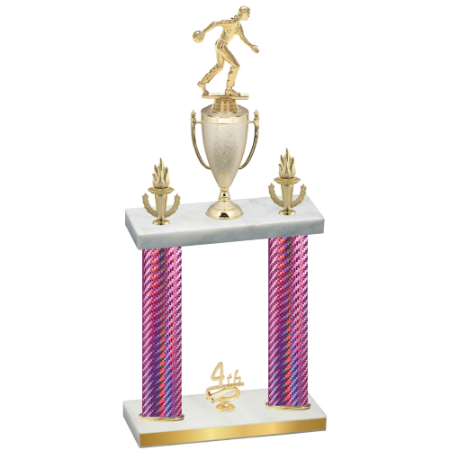 Double Pink Carbon Fiber Fourth Place Bowling Trophy