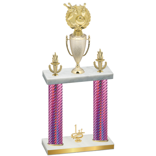 Double Pink Carbon Fiber First Place Bowling Trophy
