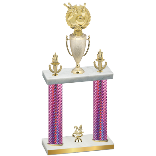 Double Pink Carbon Fiber Year Bowling Trophy