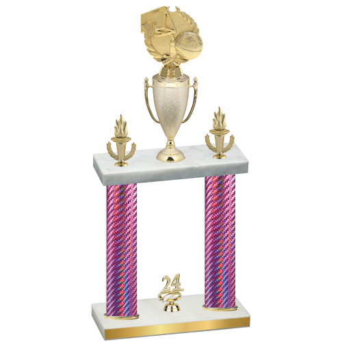 Double Pink Carbon Fiber Year Basketball Trophy