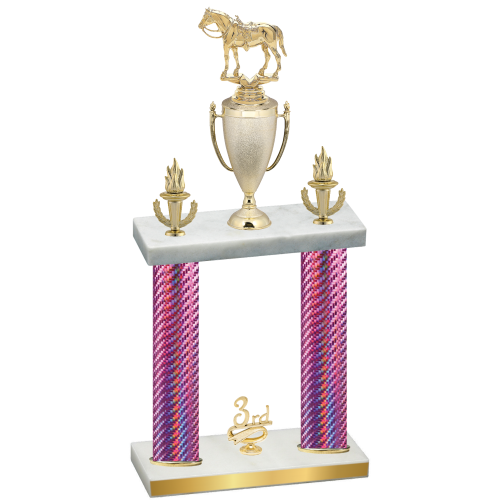 Double Pink Carbon Fiber Third Place Horses Trophy