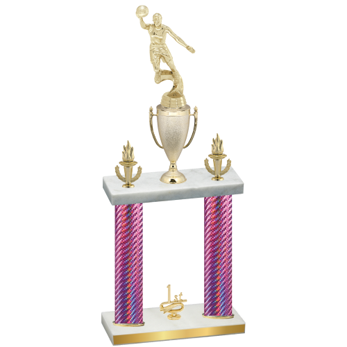 Double Pink Carbon Fiber First Place Basketball Trophy