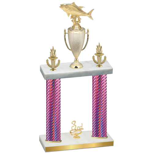Double Pink Carbon Fiber Third Place Fishing Trophy
