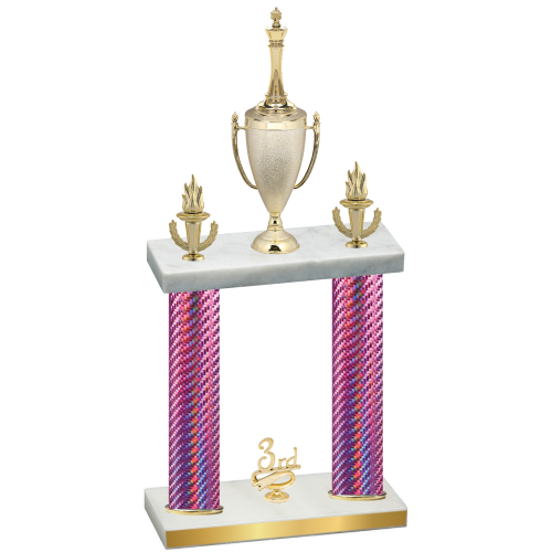 Double Pink Carbon Fiber Third Place Chess Trophy