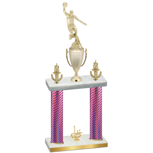 Double Pink Carbon Fiber First Place Basketball Trophy