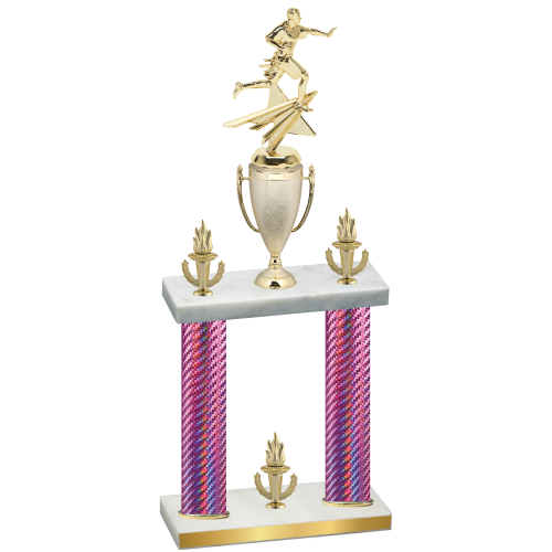 Double Pink Carbon Fiber Victory Flag Football Trophy