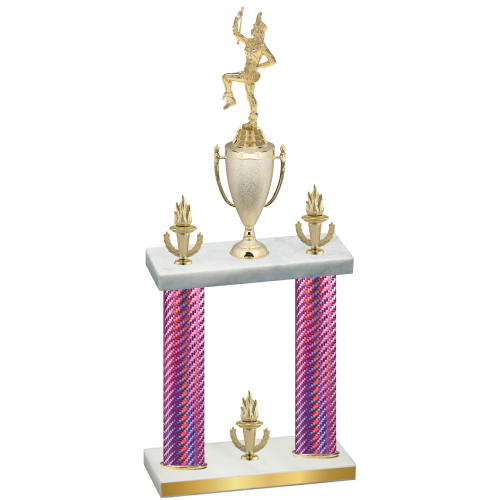 Double Pink Carbon Fiber Victory Majorette Trophy