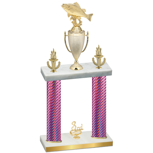 Double Pink Carbon Fiber Third Place Fishing Trophy