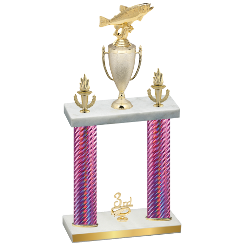 Double Pink Carbon Fiber Third Place Fishing Trophy