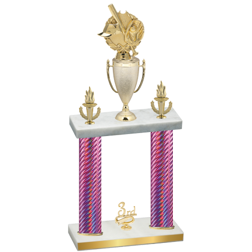 Double Pink Carbon Fiber Third Place Baseball Trophy