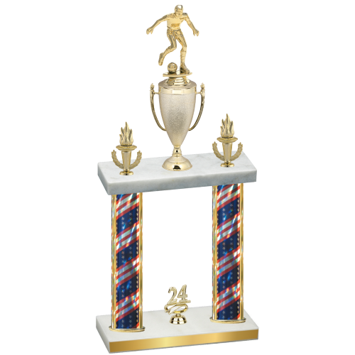 Double Flag USA Year Soccer Trophy