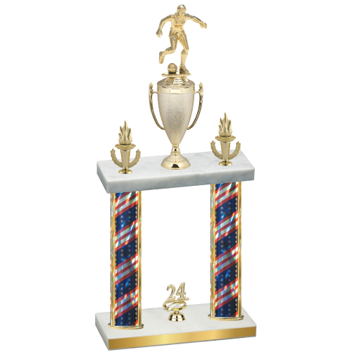 Double Flag USA Year Soccer Trophy