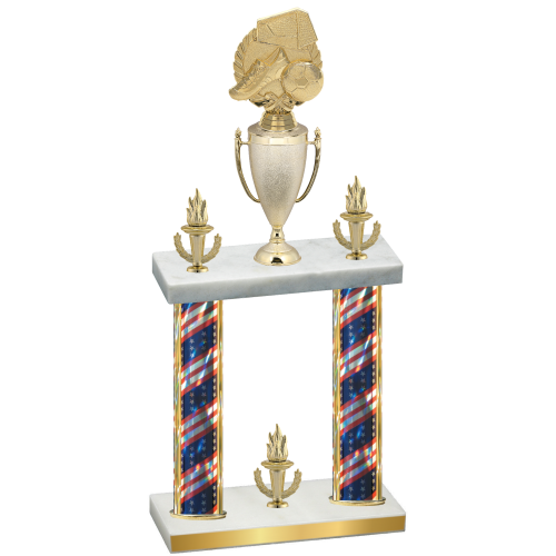 Double Flag USA Victory Soccer Trophy