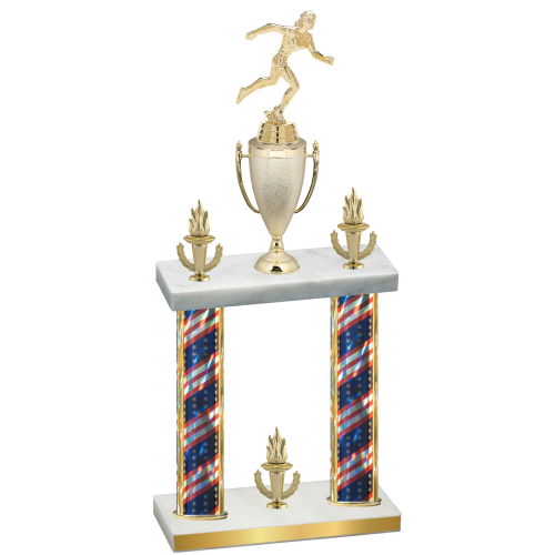 Double Flag USA Victory Running Trophy