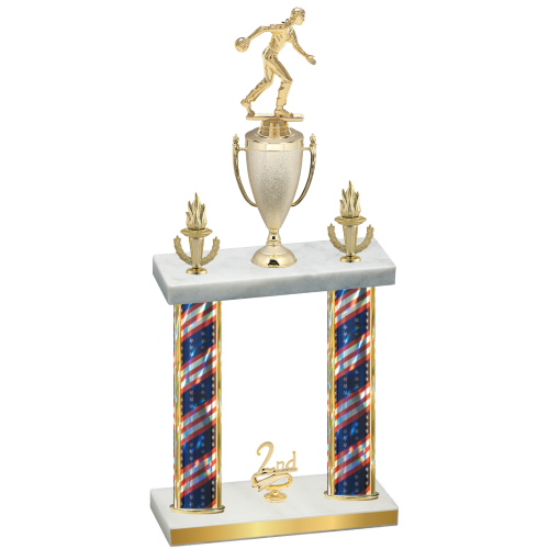 Double Flag USA Second Place Bowling Trophy