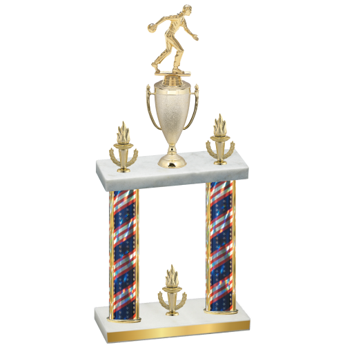 Double Flag USA Victory Bowling Trophy
