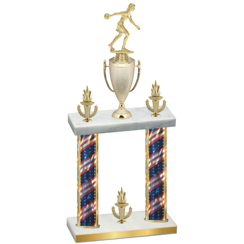 Double Flag USA Victory Bowling Trophy