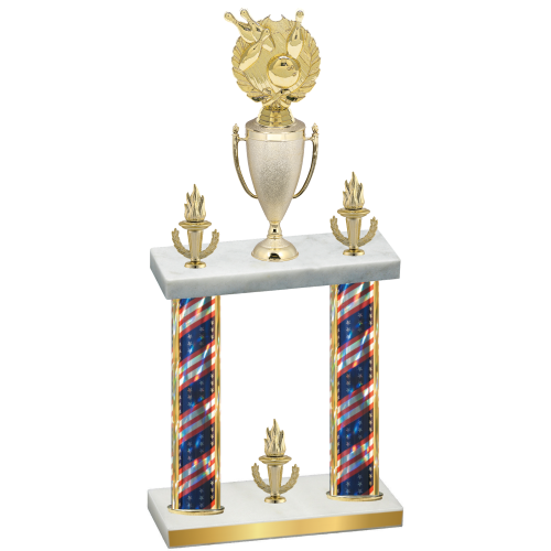 Double Flag USA Victory Bowling Trophy