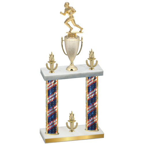 Double Flag USA Victory Football Trophy