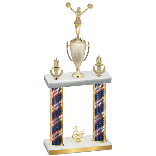 Double Flag USA Third Place Cheerleading Trophy