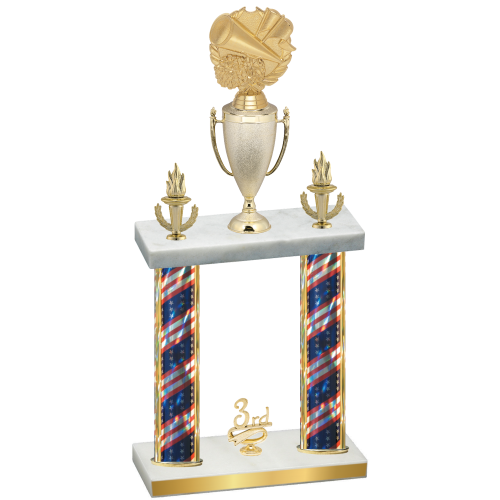 Double Flag USA Third Place Cheerleading Trophy