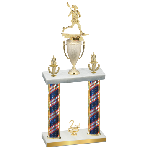 Double Flag USA Second Place Lacrosse Trophy