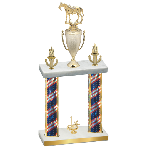Double Flag USA First Place Horses Trophy