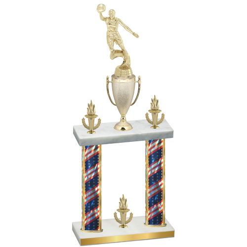 Double Flag USA Victory Basketball Trophy