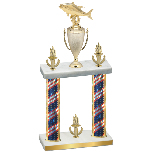 Double Flag USA Victory Fishing Trophy