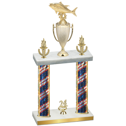 Double Flag USA Year Fishing Trophy