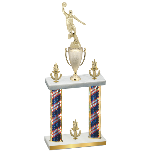 Double Flag USA Victory Basketball Trophy