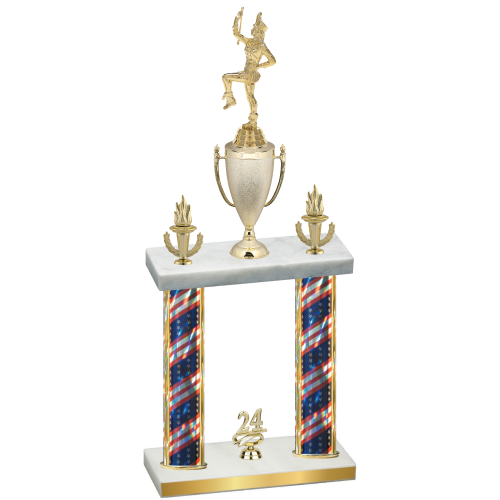 Double Flag USA Year Majorette Trophy