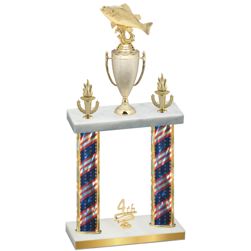 Double Flag USA Fourth Place Fishing Trophy