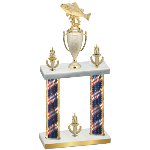 Double Flag USA Victory Fishing Trophy