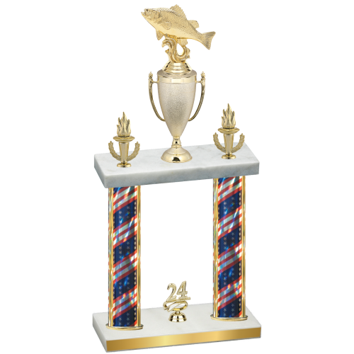 Double Flag USA Year Fishing Trophy