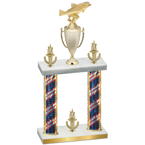 Double Flag USA Victory Fishing Trophy