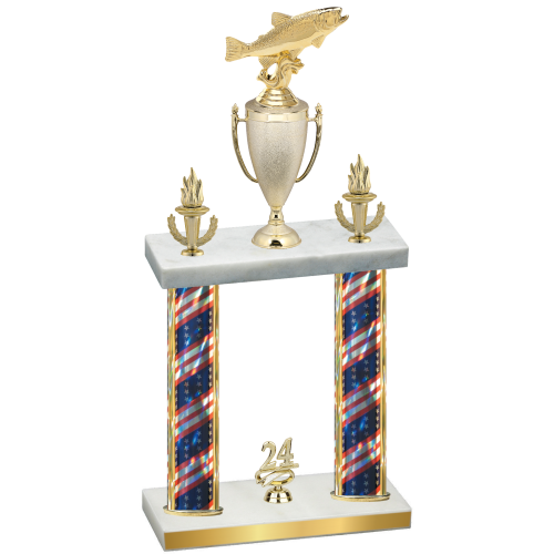 Double Flag USA Year Fishing Trophy