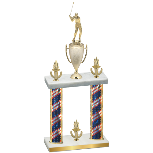 Double Flag USA Victory Golf Trophy