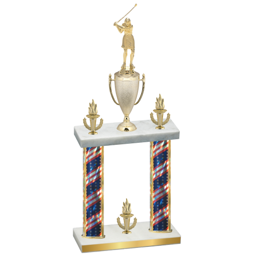 Double Flag USA Victory Golf Trophy