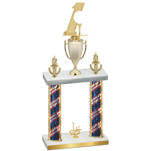 Double Flag USA First Place Golf Trophy