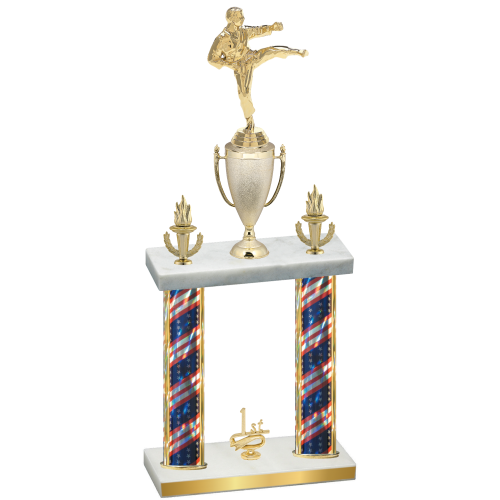 Double Flag USA First Place Karate Trophy