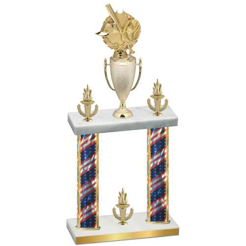 Double Flag USA Victory Baseball Trophy