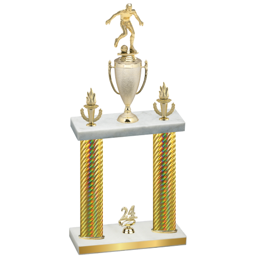 Double Gold Carbon Fiber Year Soccer Trophy