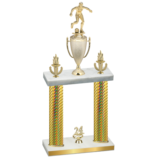 Double Gold Carbon Fiber Year Soccer Trophy