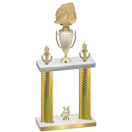 Double Gold Carbon Fiber Year Soccer Trophy