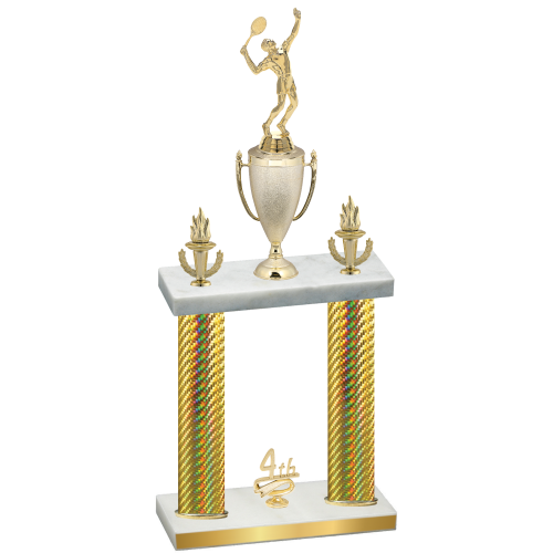 Double Gold Carbon Fiber Fourth Place Tennis Trophy