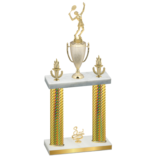 Double Gold Carbon Fiber Third Place Tennis Trophy