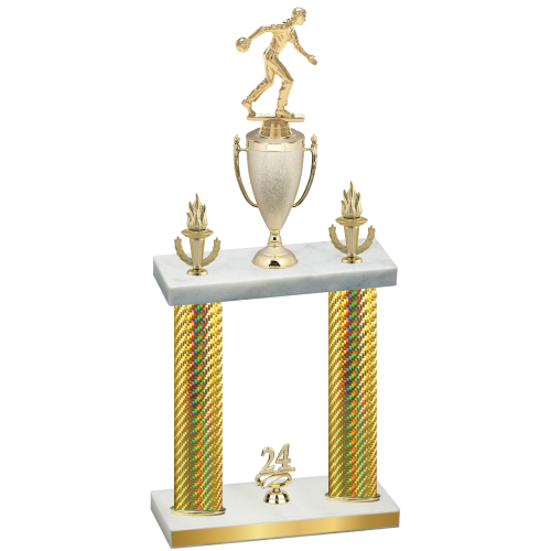 Double Gold Carbon Fiber Year Bowling Trophy