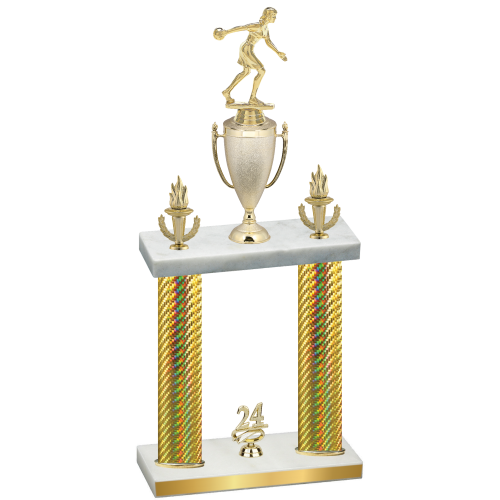 Double Gold Carbon Fiber Year Bowling Trophy
