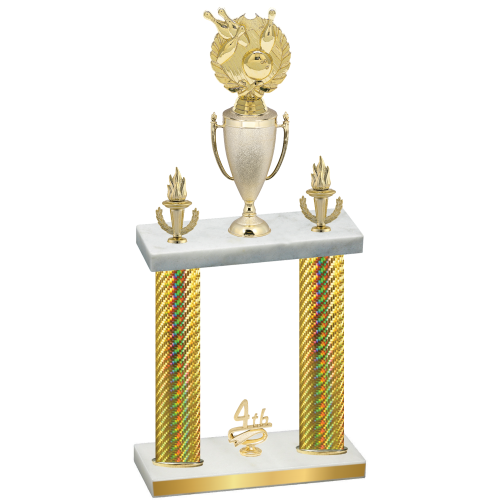 Double Gold Carbon Fiber Fourth Place Bowling Trophy